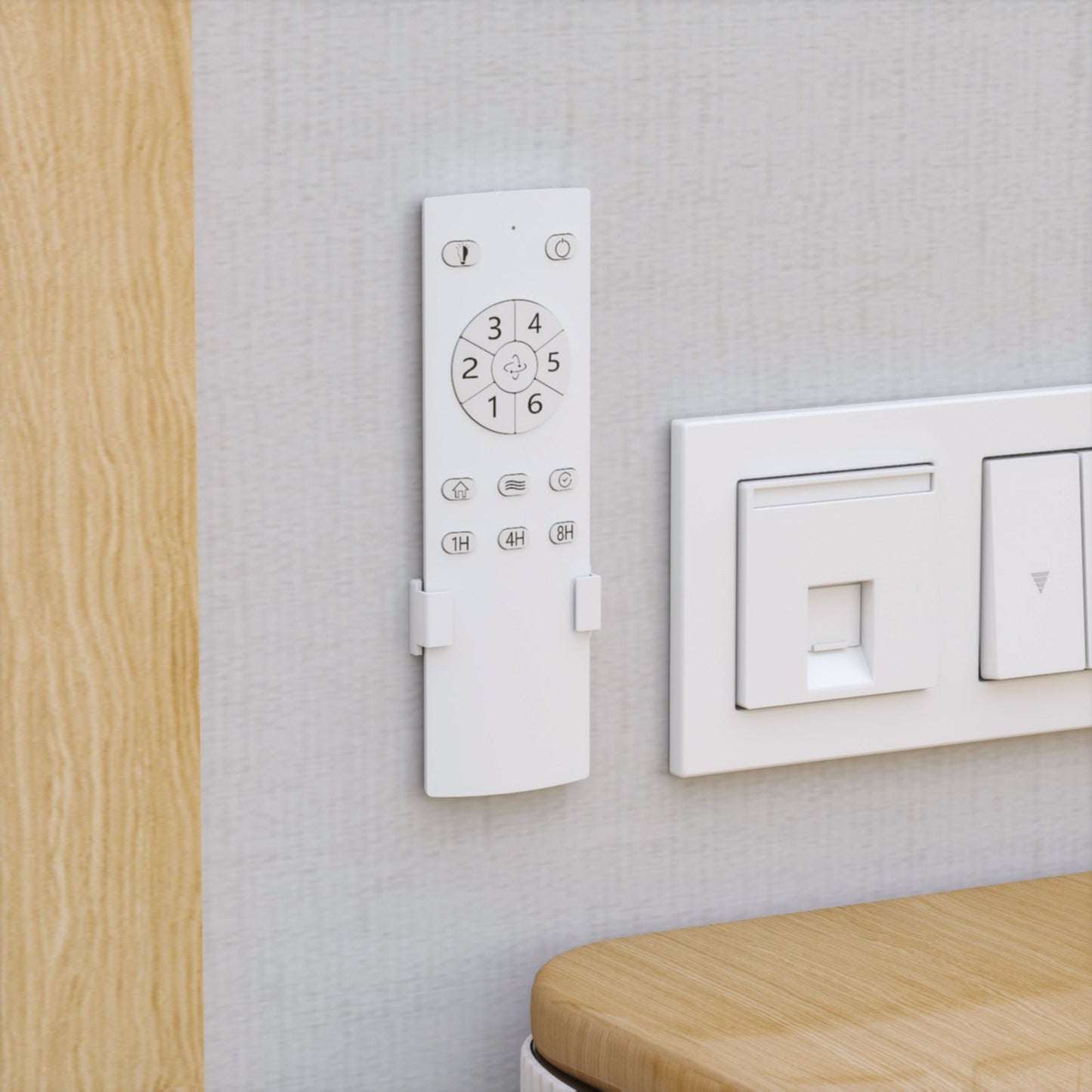 Ventilateur de plafond avec éclairage, télécommande, 3 pales réversibles en bois, 2 tiges de suspension