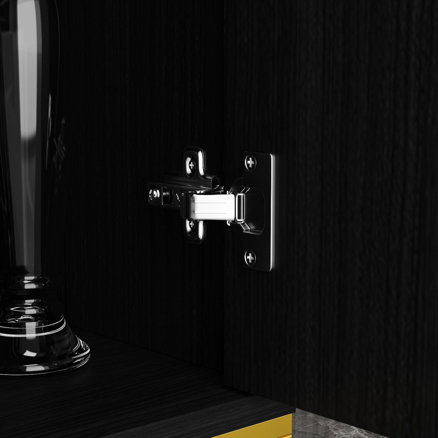 Meuble de rangement à 3 tiroirs et 2 portes, pieds en métal, pour salle à manger et salon