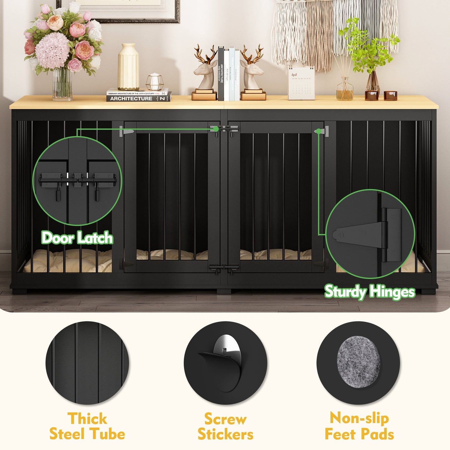 Meubles pour cage de grand chien avec séparateur