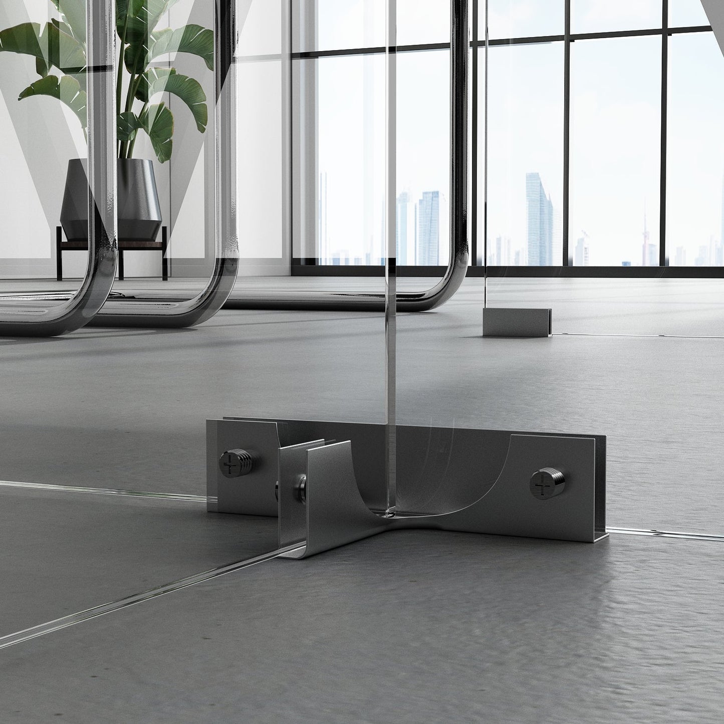 Bureau à piètement en verre