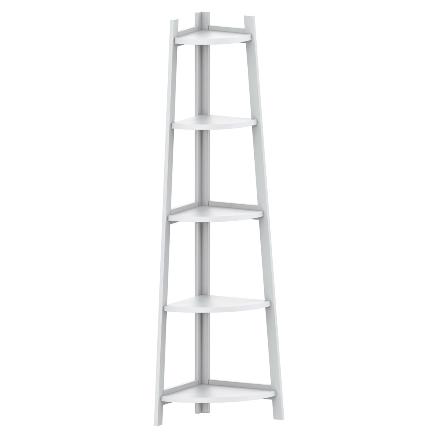 Étagère d'angle rustique à 5 niveaux, bibliothèque d'angle industrielle, étagère échelle, support pour plantes pour salon