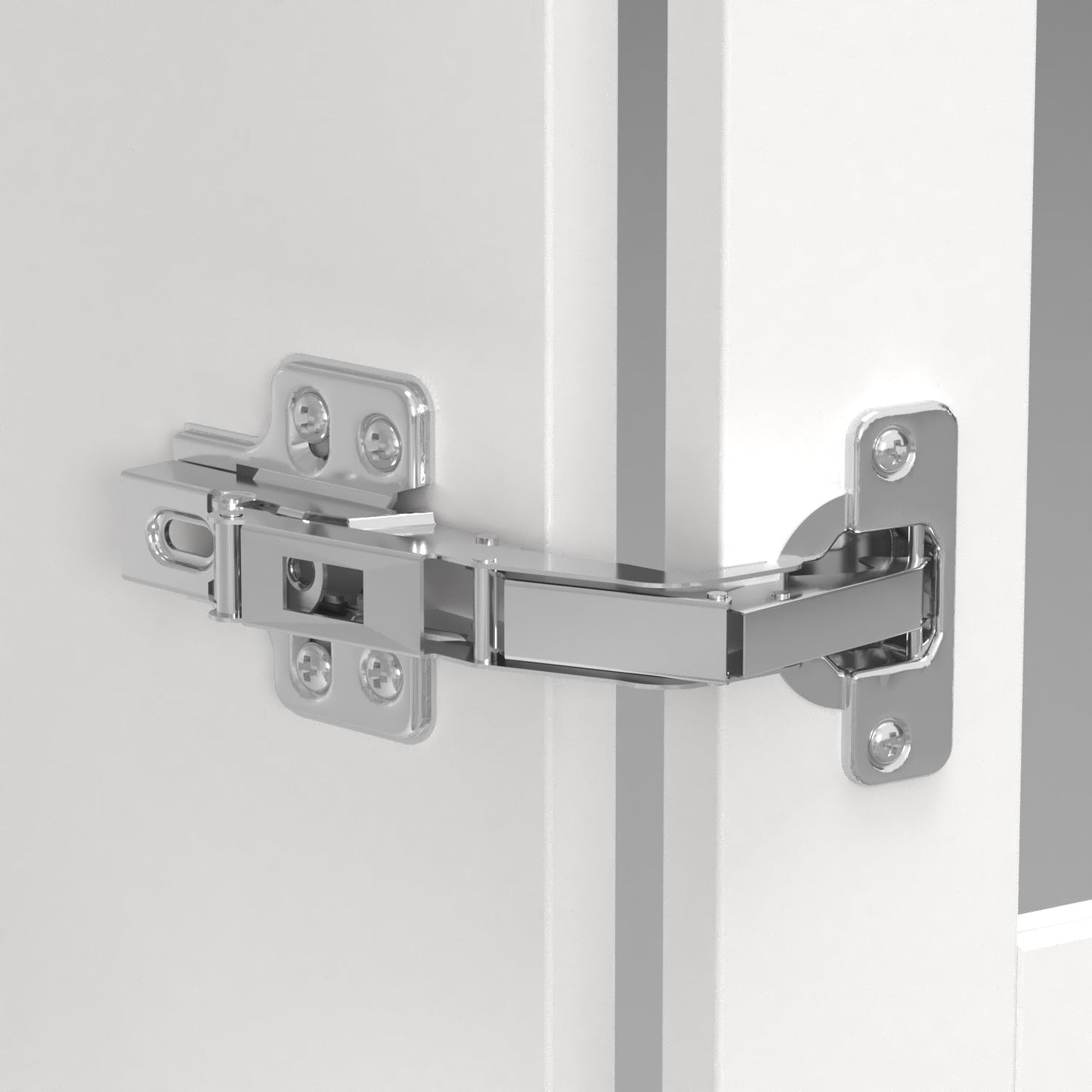 Élégante vitrine d'angle blanche et dorée à 5 étagères