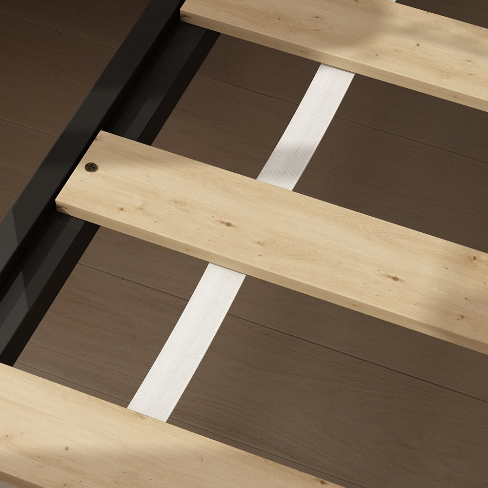 Cadre de lit en bois massif - Hévéa et pin, design élégant et robustesse, format Queen