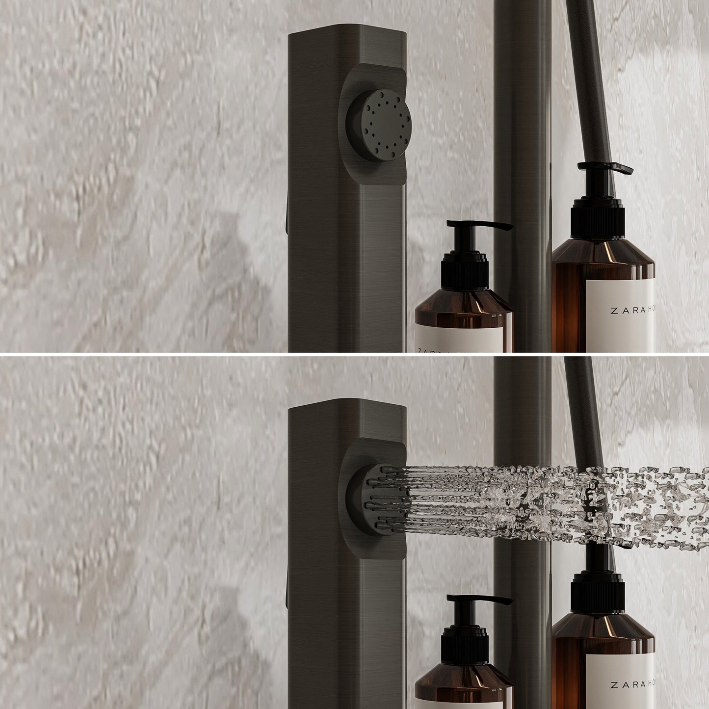 Système de douche avec robinetterie complète et affichage numérique de la température