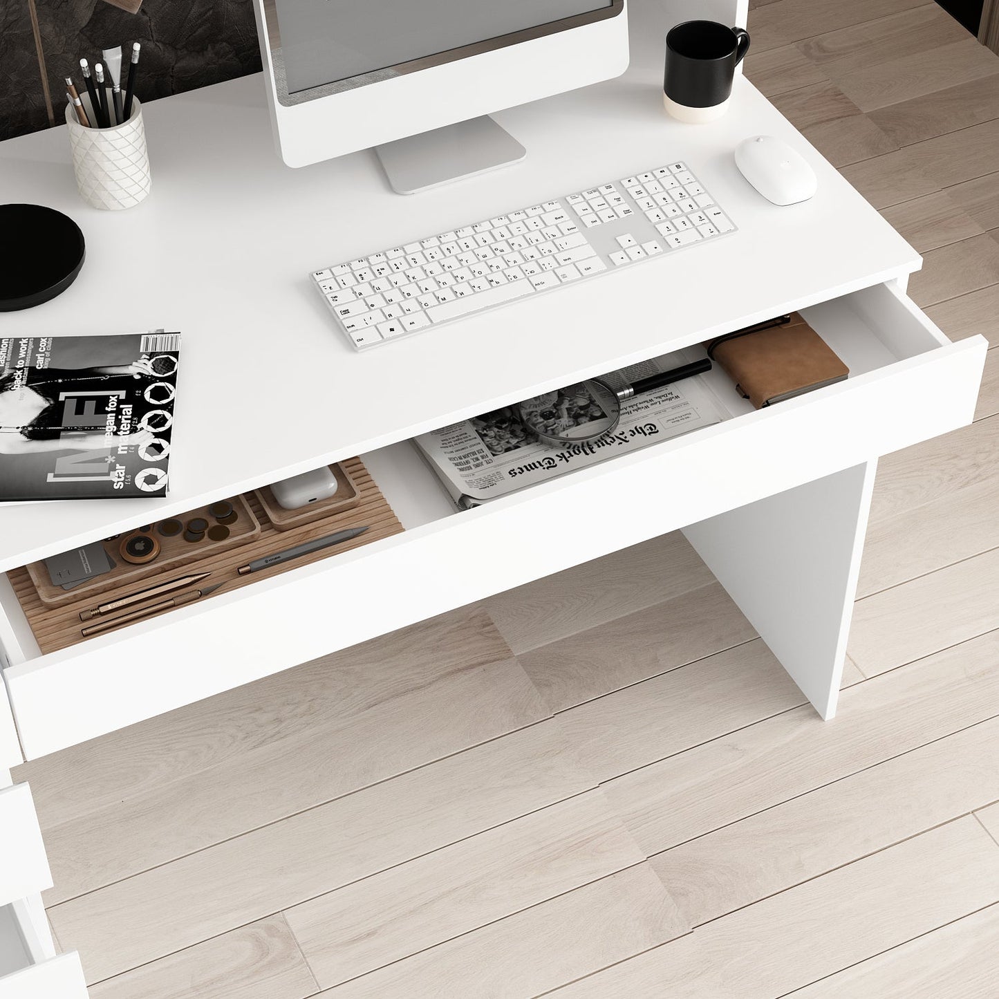 Bureau de 94,5 po avec étagère