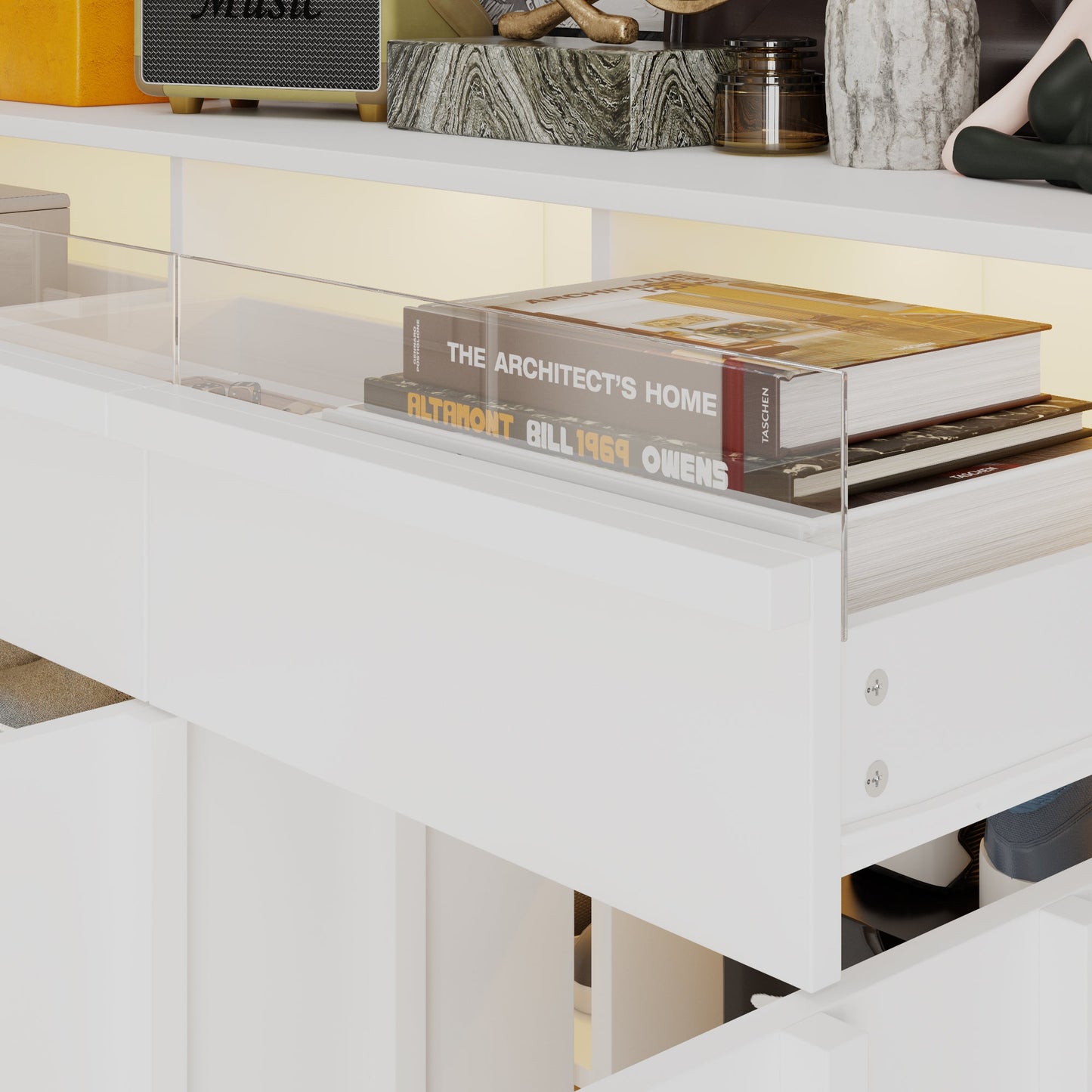 Meuble à chaussures à 3 tiroirs et 3 portes avec éclairage LED