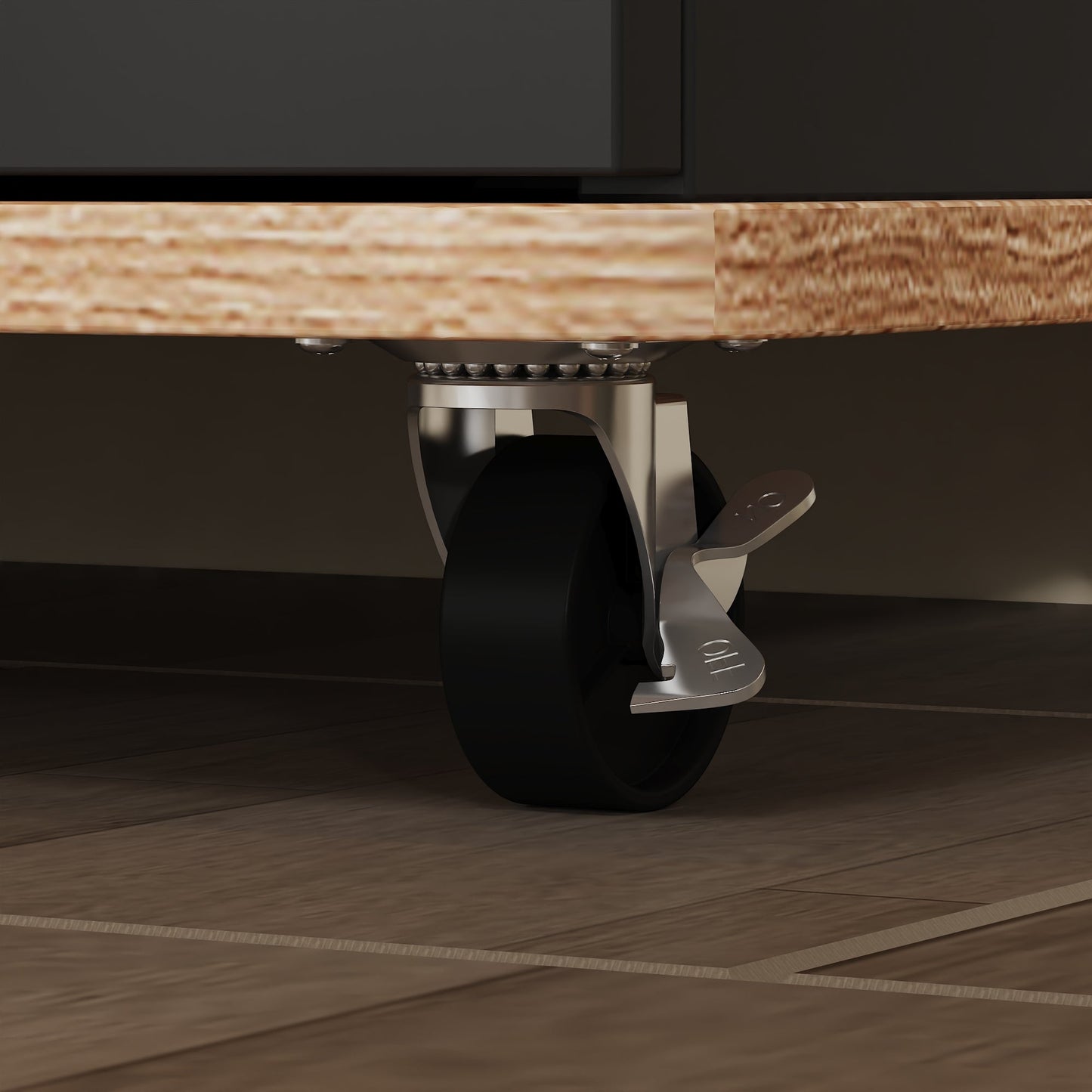 Meuble TV/console multimédia de 70 pouces de large à 4 tiroirs avec support TV et 6 roues