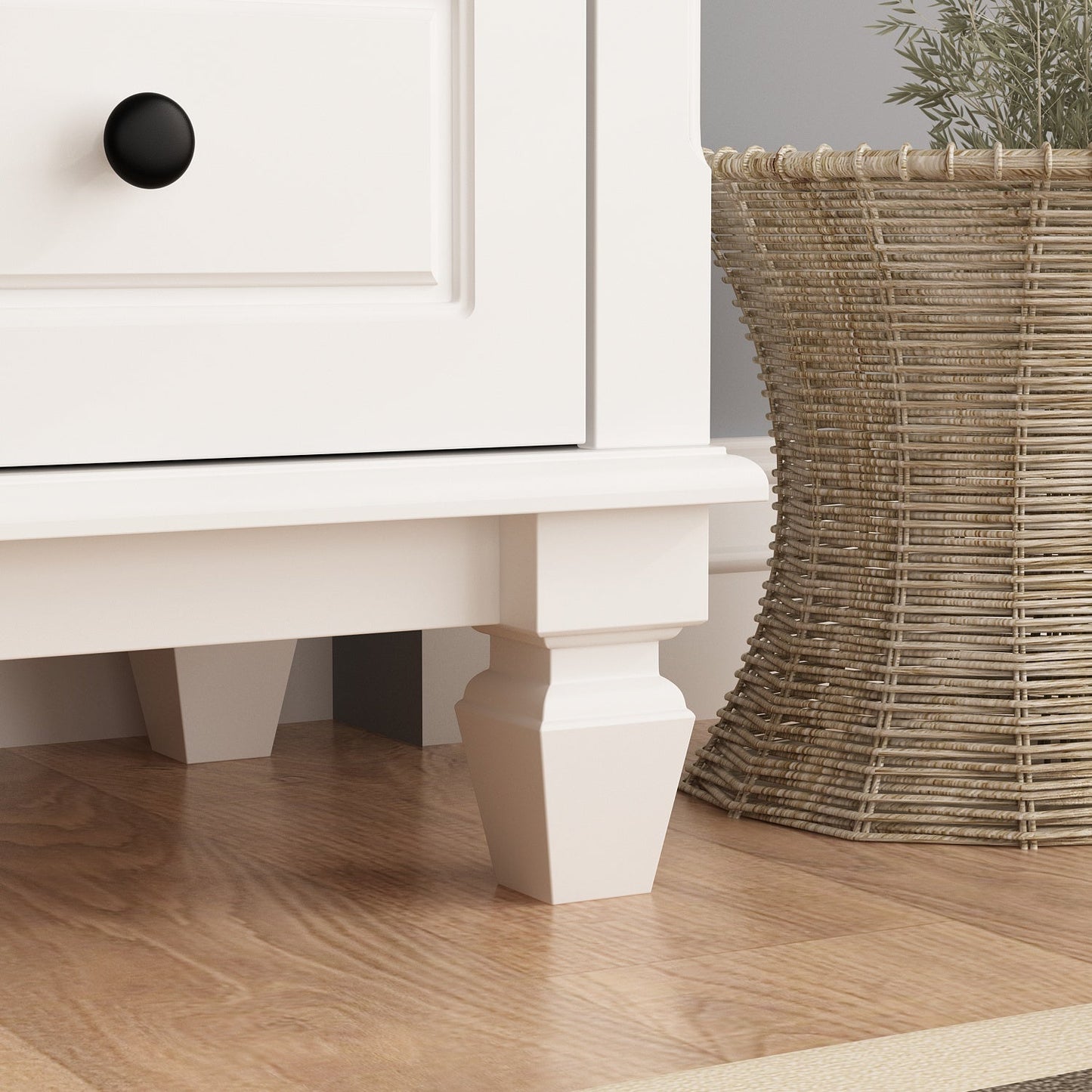 Commode moderne en bois blanc, commode haute à 6 tiroirs pour le rangement de la maison