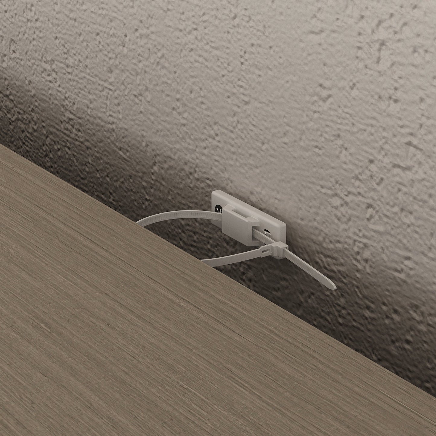 Bibliothèque/meuble-étagère gris avec 3 étagères ouvertes et 2 tiroirs