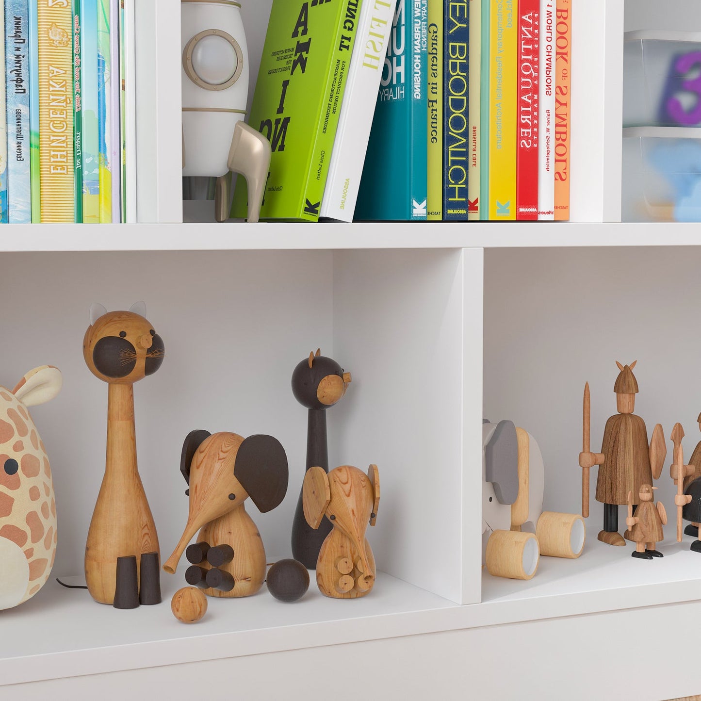 Meuble d'entrée, bibliothèque large pour enfants avec plusieurs compartiments et étagère à 3 niveaux