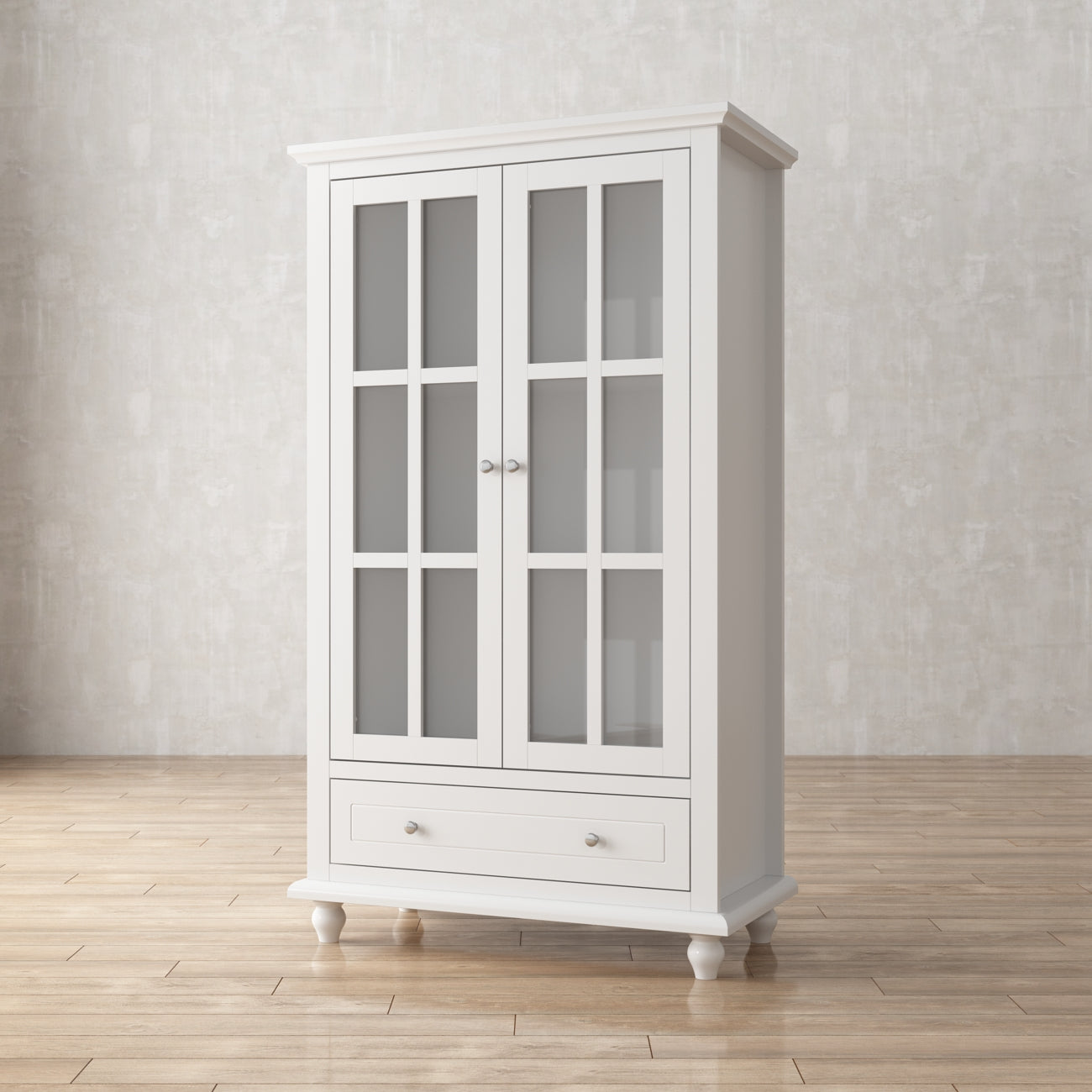 Buffet/meuble de rangement avec étagère à 3 niveaux et portes en acrylique