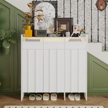 Meuble à chaussures à 3 tiroirs et 3 portes avec éclairage LED