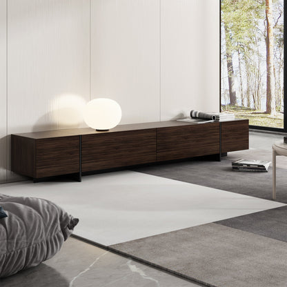 Meuble TV quatre portes à effet bois avec portes abattantes - 95,7 po (largeur)