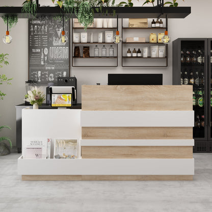 Bureau d'accueil rectangulaire de 87,2 po de largeur avec tiroir et plateau pour clavier