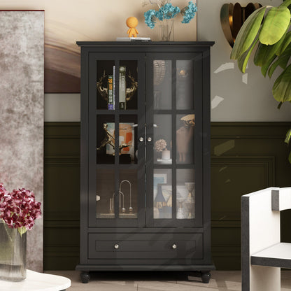 Buffet/meuble de rangement avec étagère à 3 niveaux et portes en acrylique