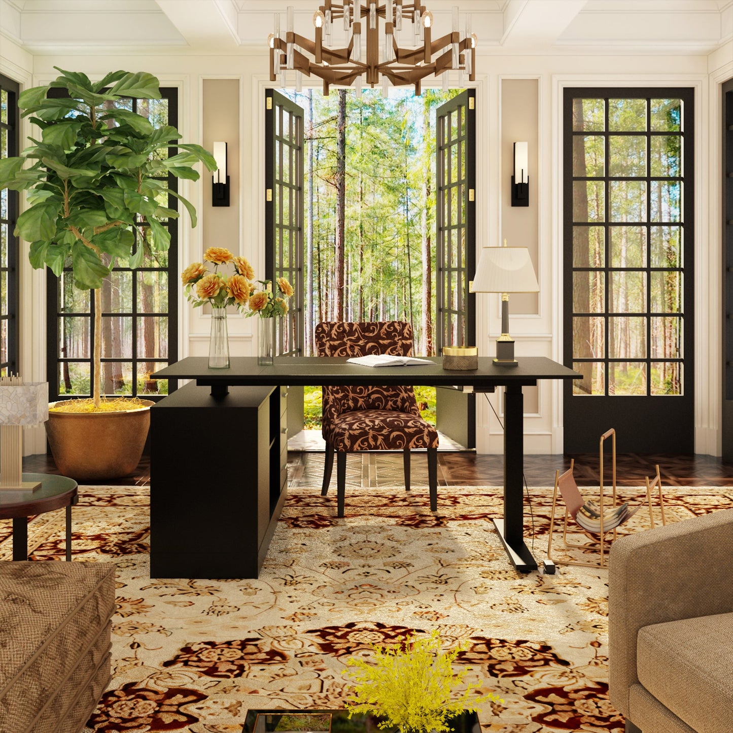 Bureau assis-debout extra-large avec vérin électrique - Plateau de 63 x 31,5 cm