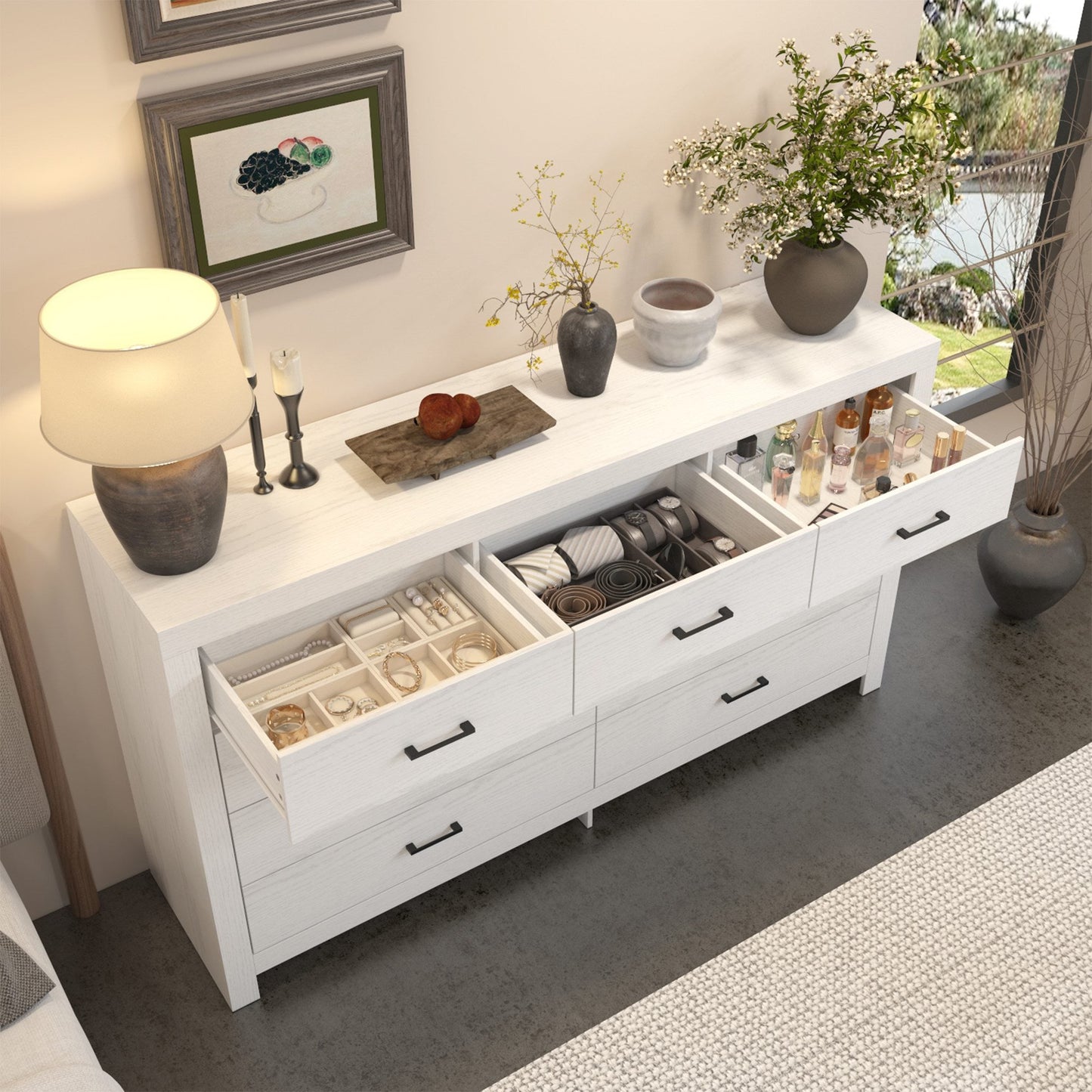 Commode à 9 tiroirs de style rustique