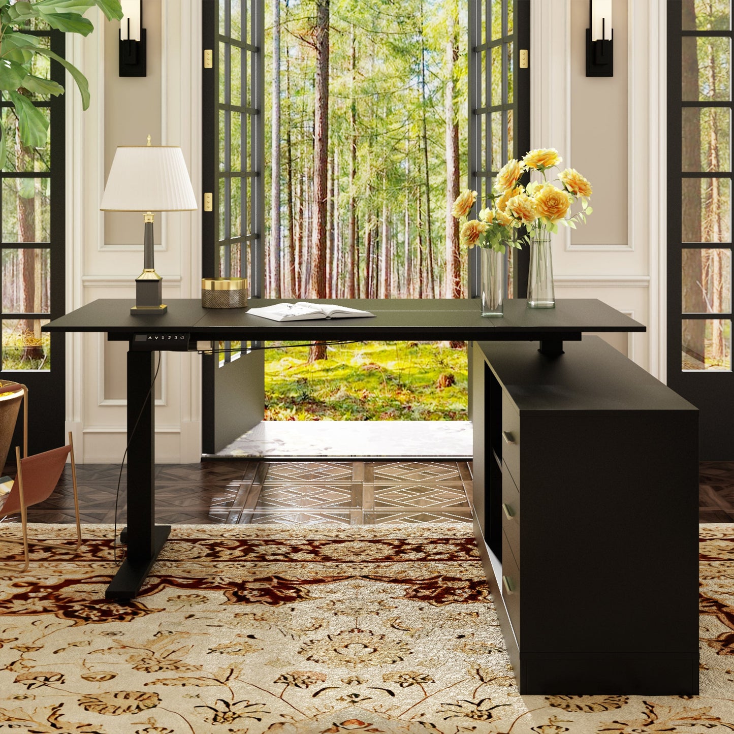 Bureau assis-debout extra-large avec vérin électrique - Plateau de 63 x 31,5 cm