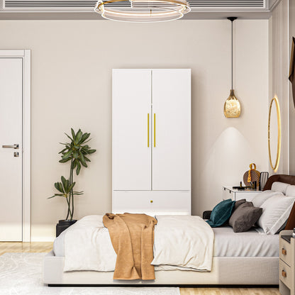 Armoire moderne grand placard de rangement 2 portes 2 tiroirs