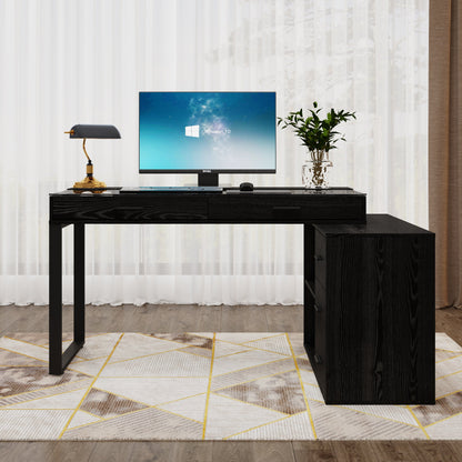 Bureau d'ordinateur à 5 tiroirs de 149 cm de large avec plateau en verre