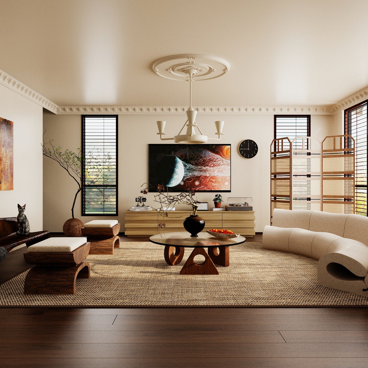 Meuble TV à 4 tiroirs de 78,7 po de largeur