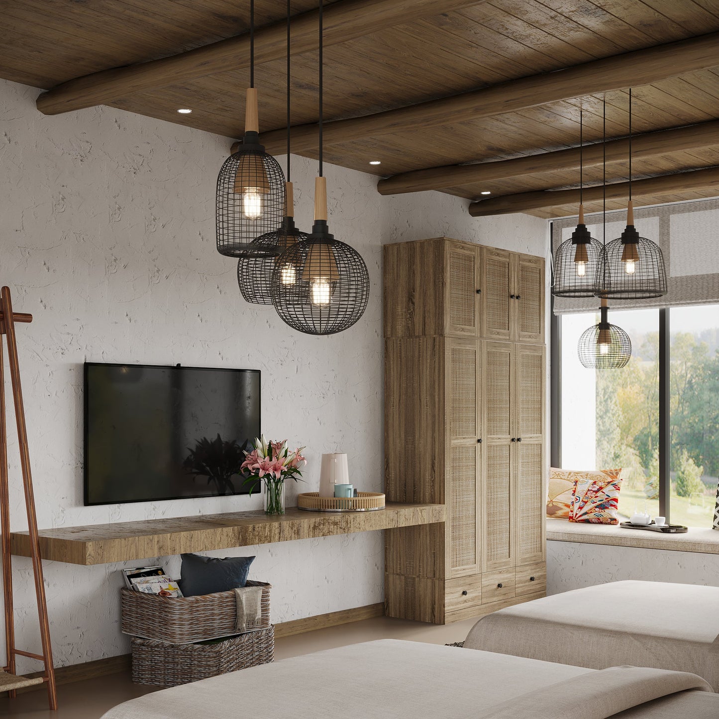 Armoire en bois massif et en panneaux de particules