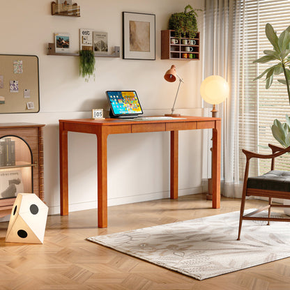 Bureau à double tiroir en bois d'hévéa