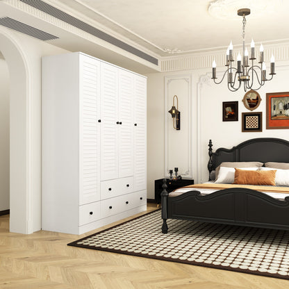 Grande armoire-penderie pour chambre à coucher, meuble de rangement à 4 portes et 5 tiroirs