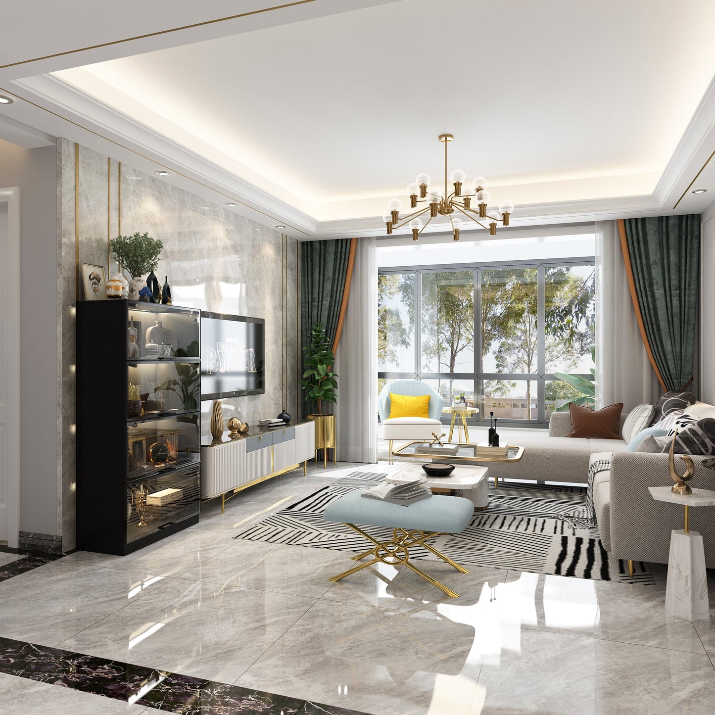 Vitrine vitrée à 4 niveaux avec éclairage LED