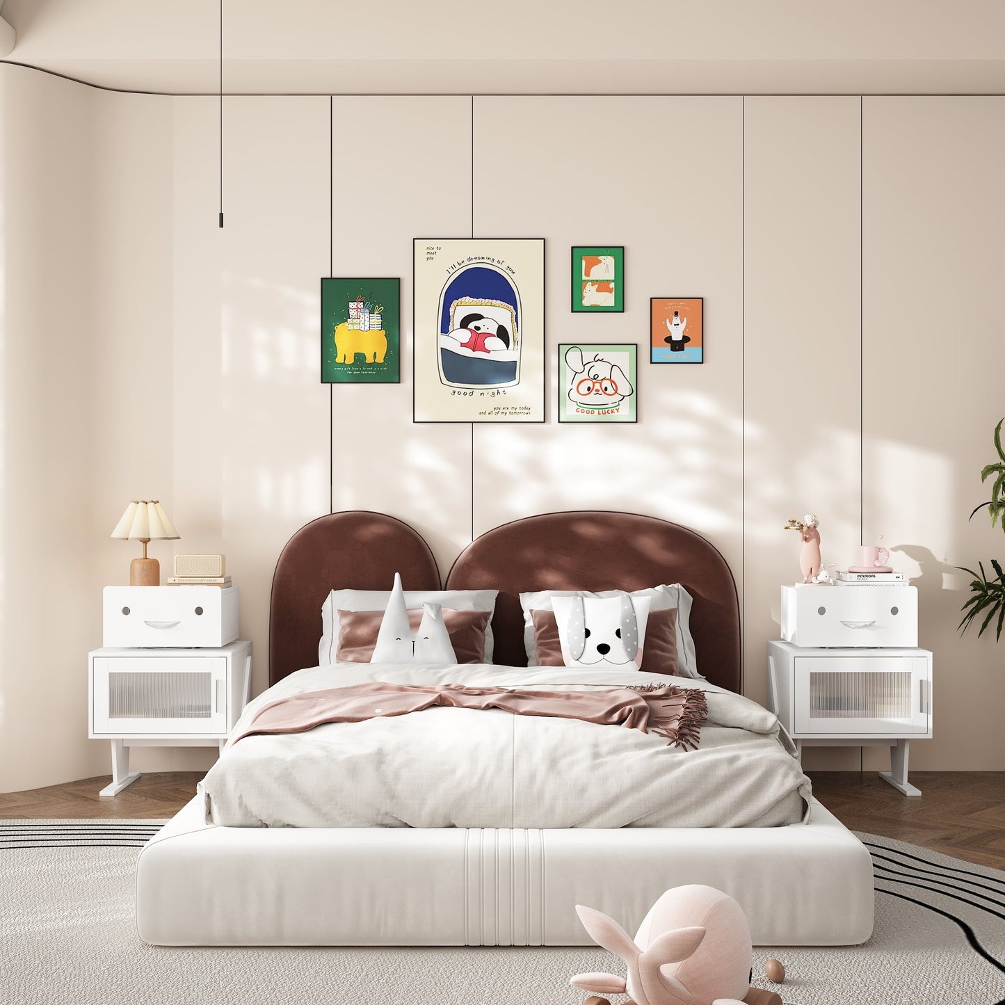 Table de chevet créative en forme de robot et rotation à 360°