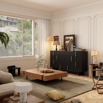 Commode moderne à 8 tiroirs avec détails dorés – Solution de rangement élégante pour la chambre