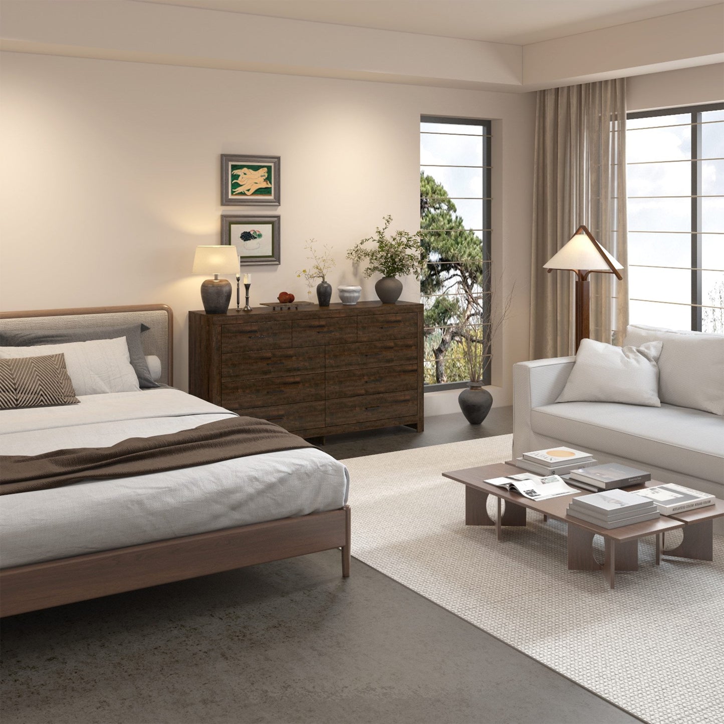 Commode à 9 tiroirs de style rustique