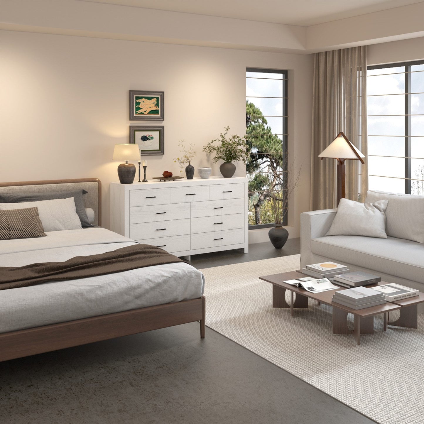 Commode à 9 tiroirs de style rustique