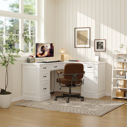 Bureau d'ordinateur en L de 160 cm de large avec tiroir à dossiers suspendus