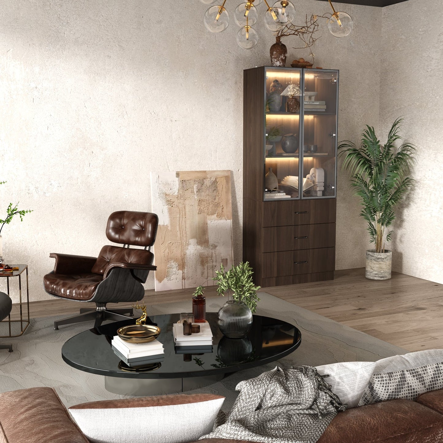 Bibliothèque combinée avec éclairage LED