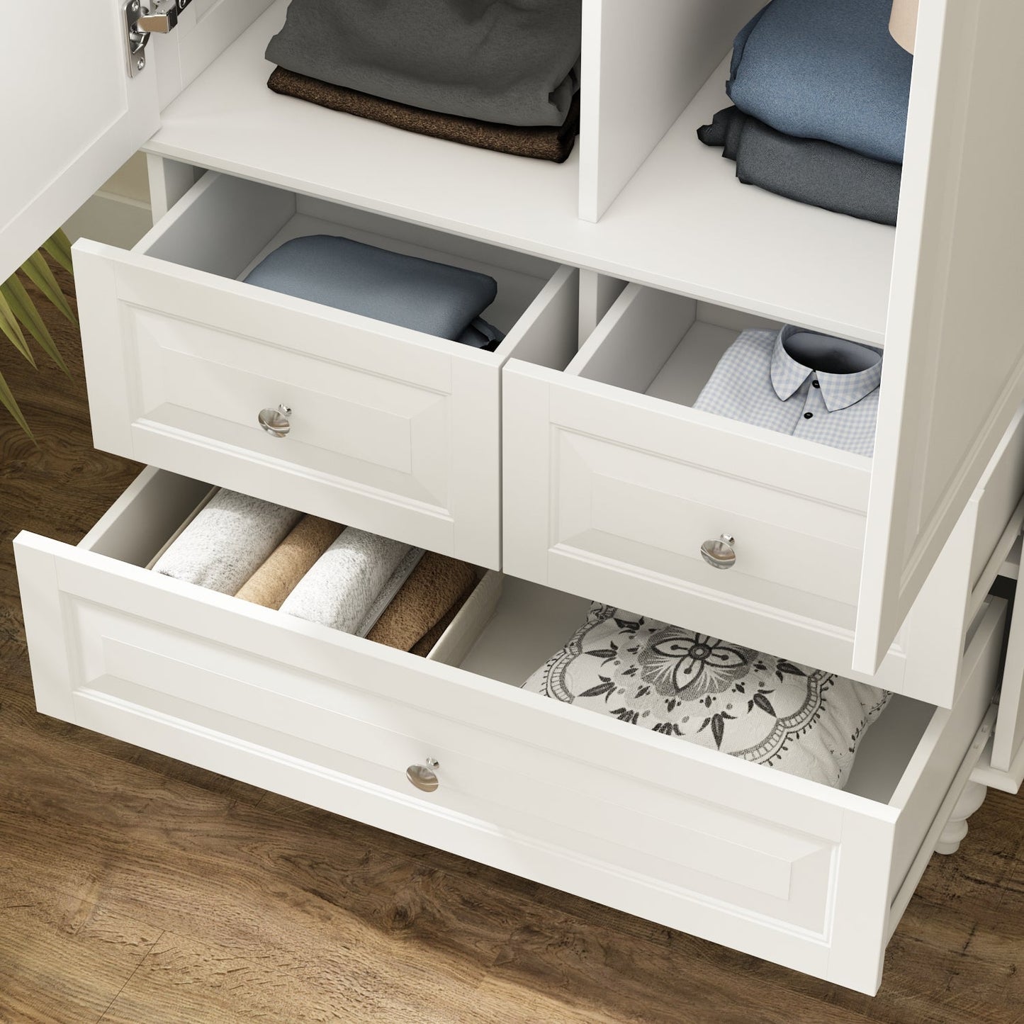 Armoire de rangement blanche pour chambre à coucher avec 3 tiroirs