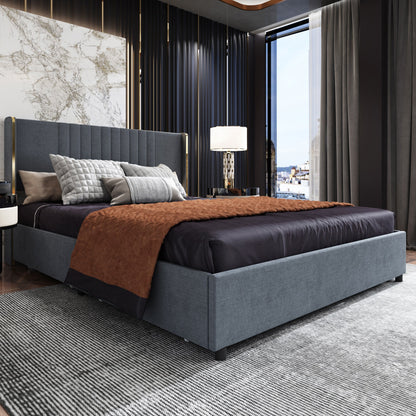 Lit élégant avec cadre durable et tête de lit confortable