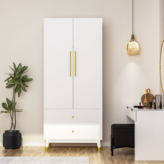 Armoire moderne grand placard de rangement 2 portes 2 tiroirs