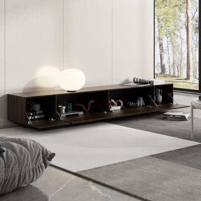 Meuble TV quatre portes à effet bois avec portes abattantes - 95,7 po (largeur)