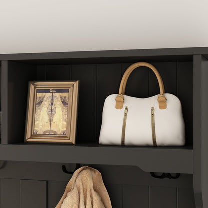 Meuble d'entrée moderne 4 en 1 avec banc de rangement, porte-manteau, étagères et tiroirs pour entrée ou salon