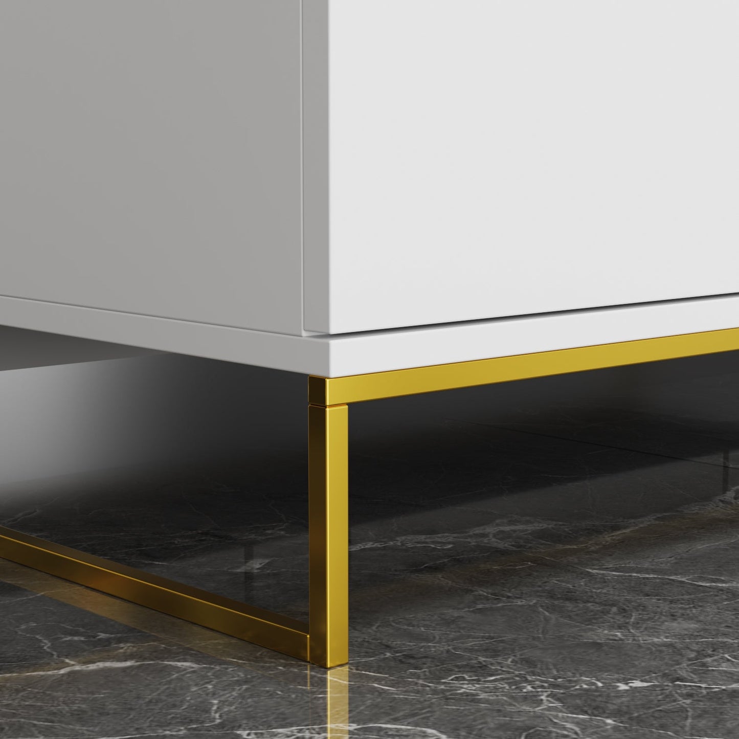 Meuble de rangement à 3 tiroirs et 2 portes, pieds en métal, pour salle à manger et salon