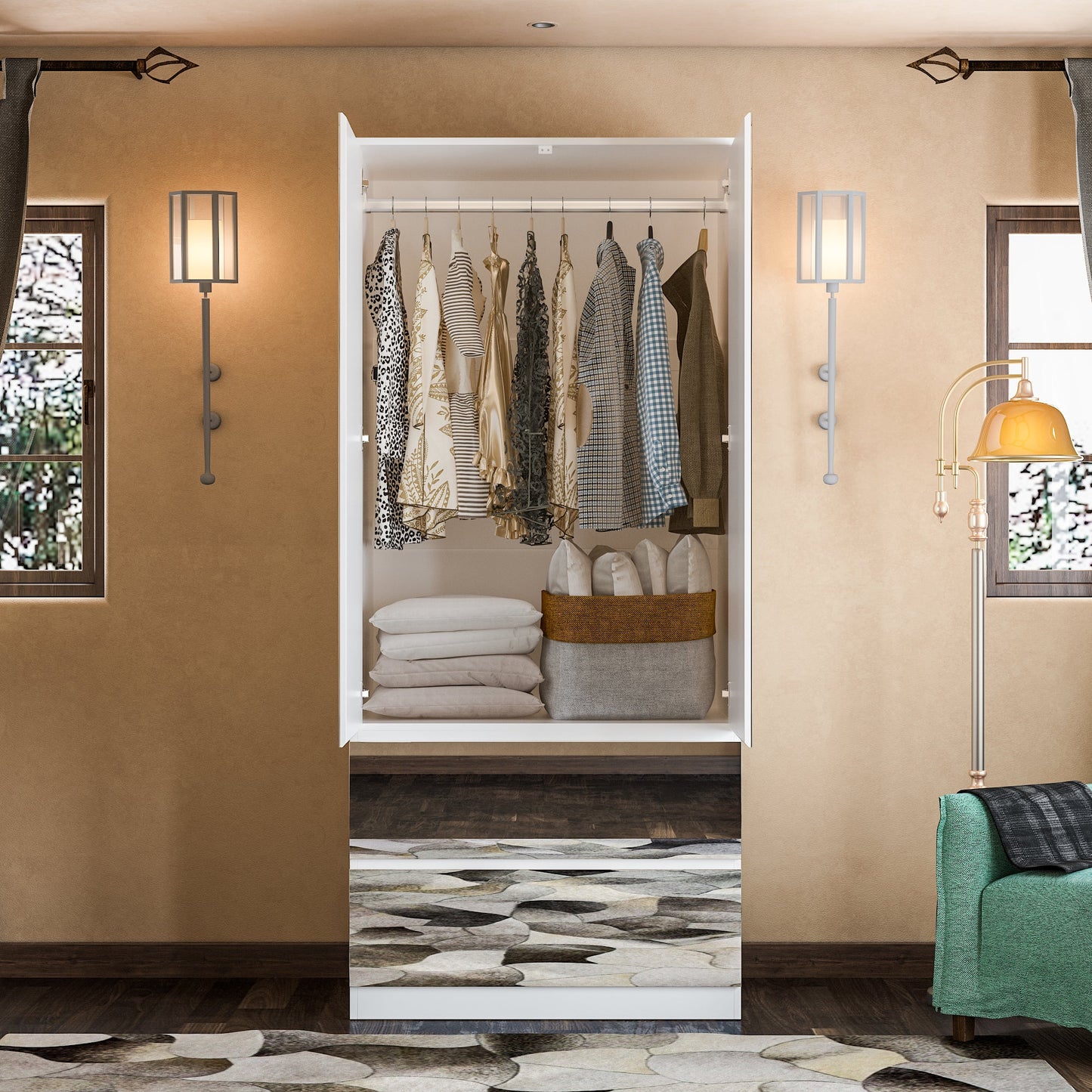 Armoire en bois massif et en panneaux de particules