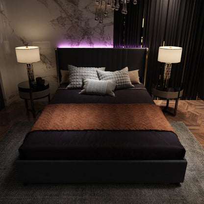 Lit élégant avec cadre durable et tête de lit confortable