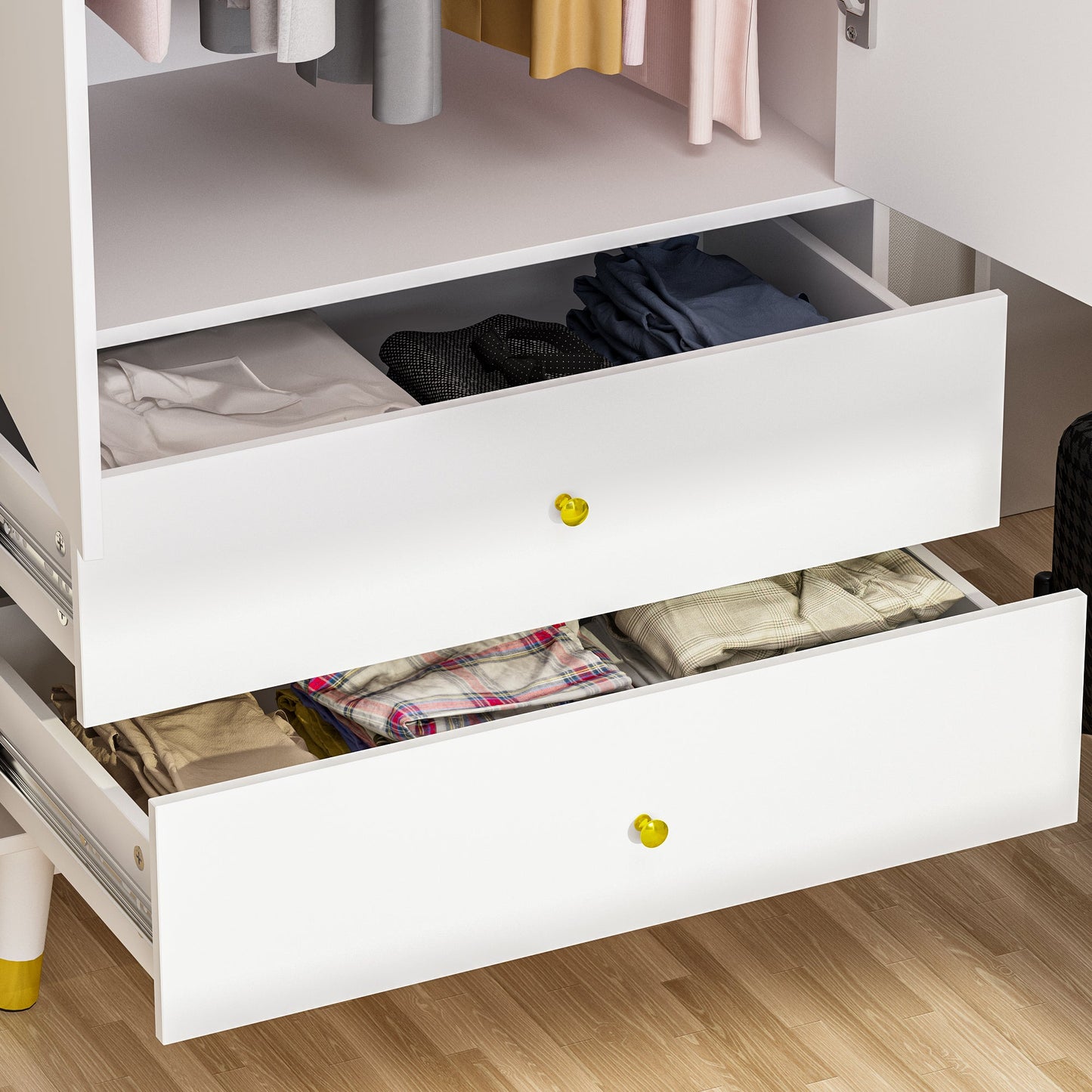 Armoire moderne grand placard de rangement 2 portes 2 tiroirs