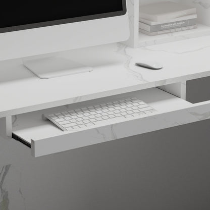 Bureau d'accueil en forme de L avec grands classeurs de rangement 