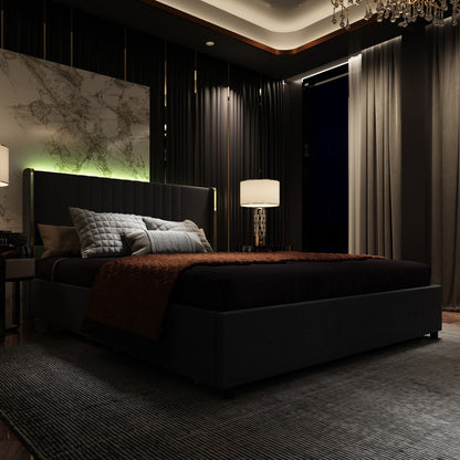 Lit élégant avec cadre durable et tête de lit confortable