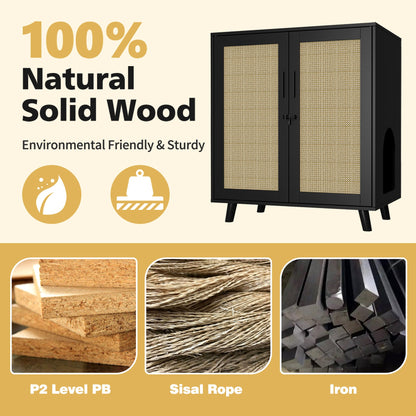 Enclos moderne pour bac à litière pour chat avec serrure et portes en sisal