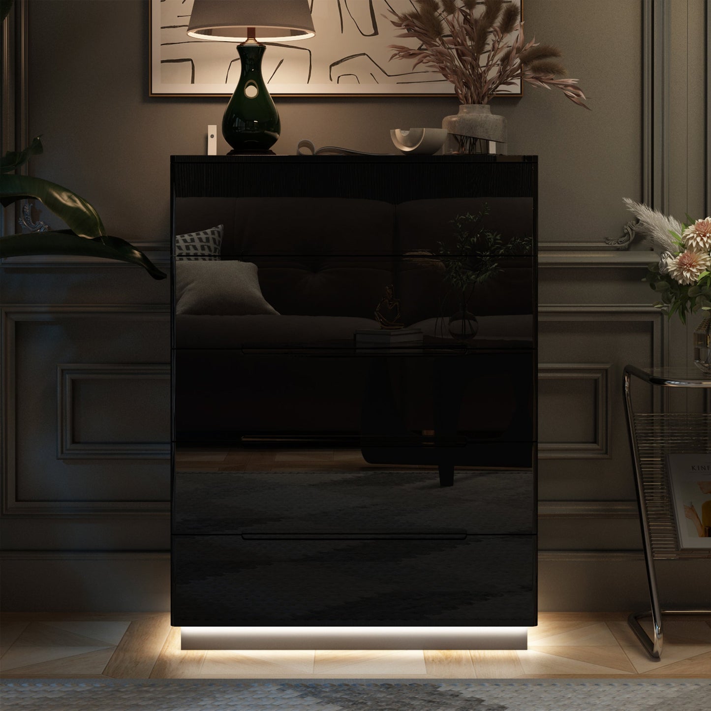 Commode à 5 tiroirs avec éclairage intégré