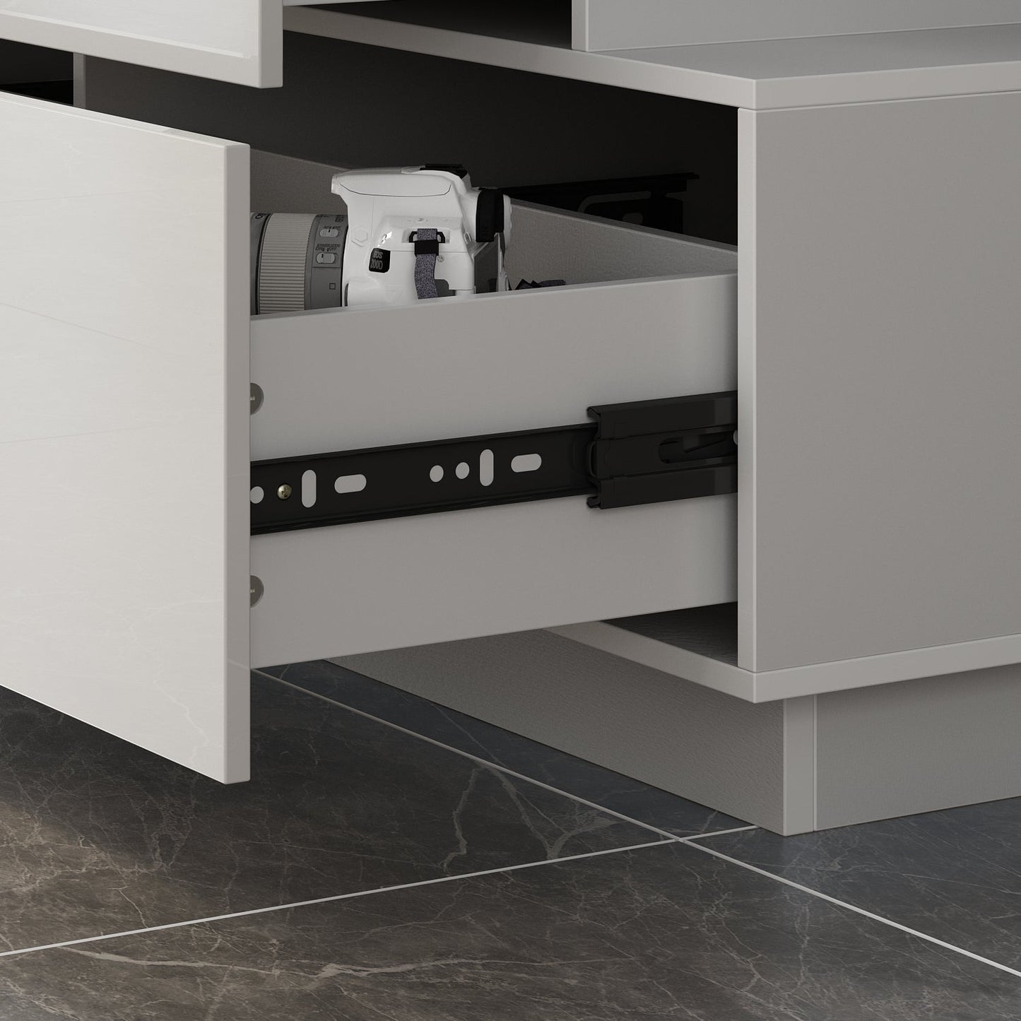 Commode double laquée brillante, buffet à 6 tiroirs pour salon