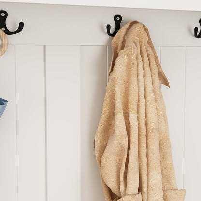 Meuble d'entrée moderne 4 en 1 avec banc de rangement, porte-manteau, étagères et tiroirs pour entrée ou salon